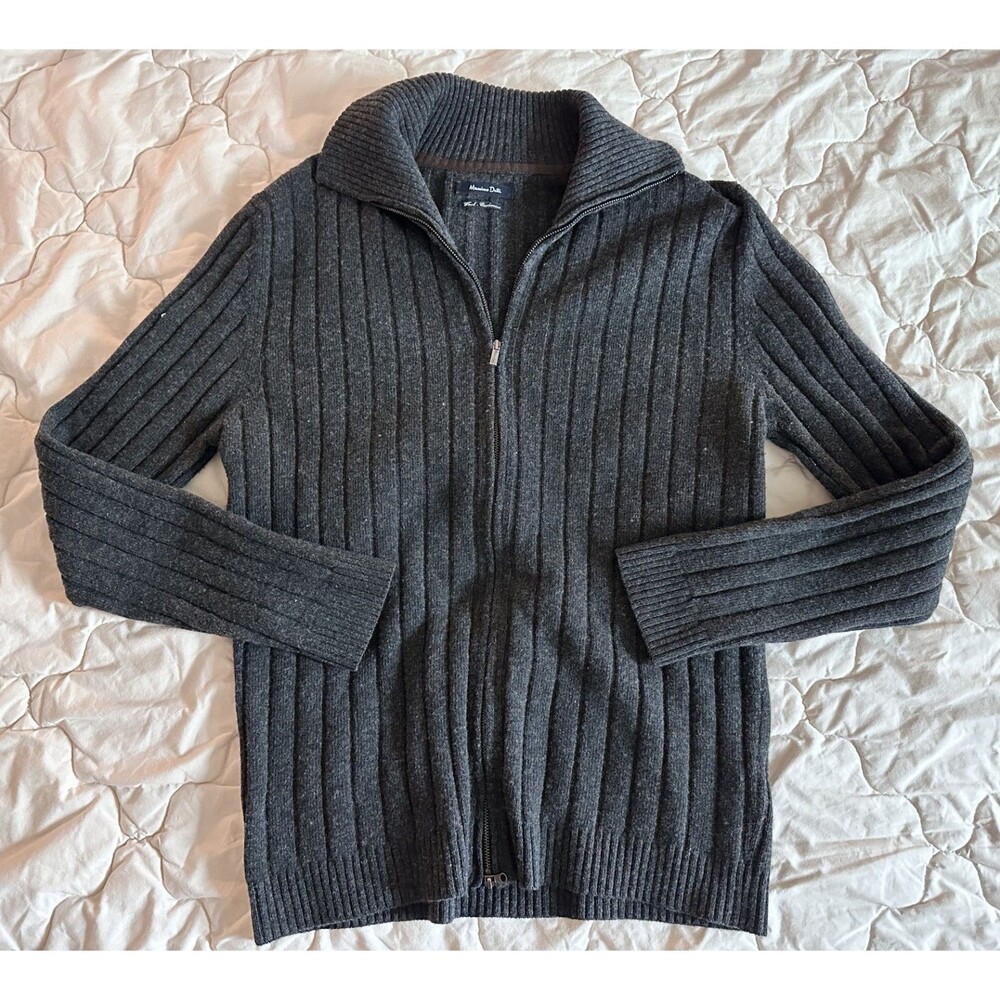 Massimo Dutti Wool Cashmere Collared Knit Zip-Up Sweater Jacket